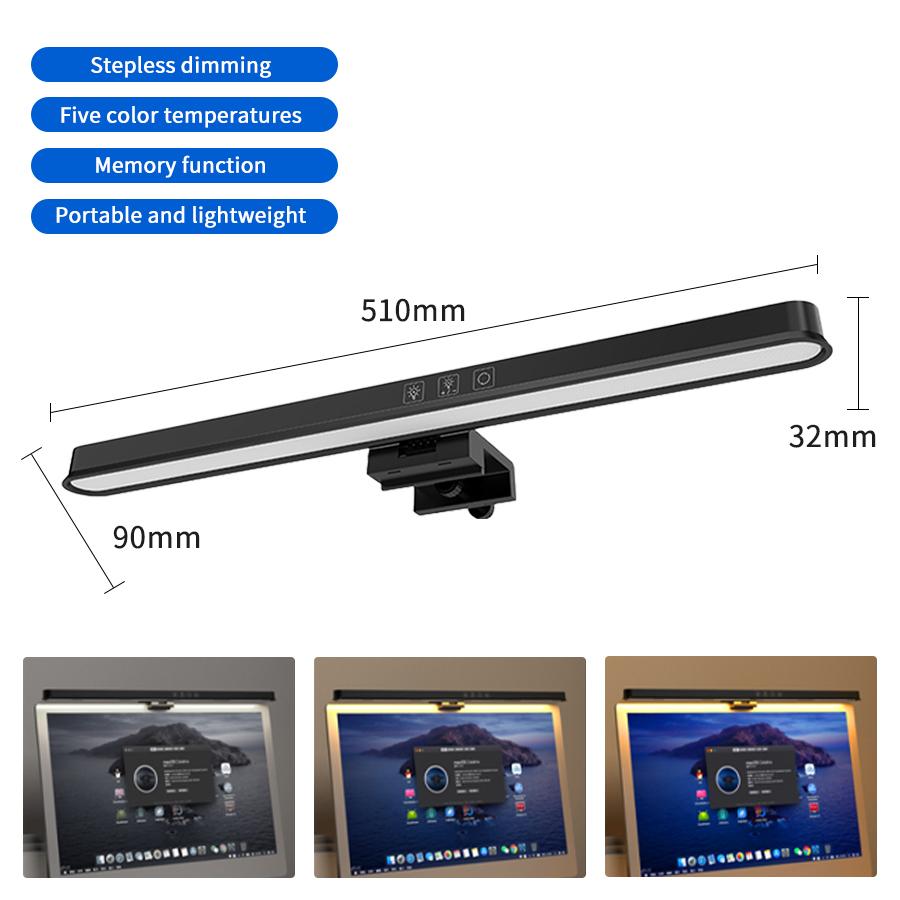 Computer Monitor Hanging Light Warm Light/RGB Computer Screen Light USB Powered Eye Protection Clip Light for Computers/laptops