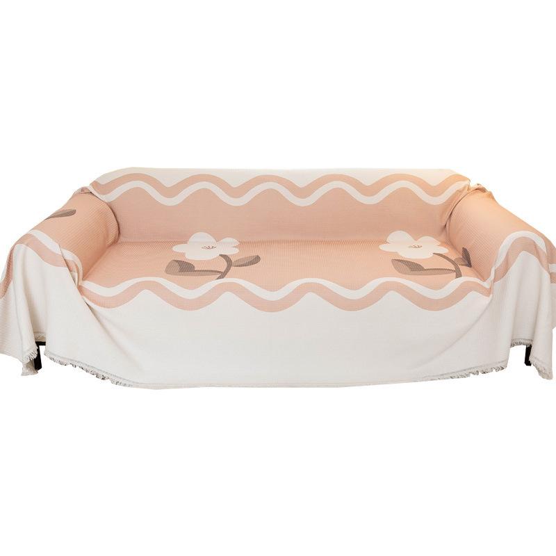 Nordischer Instagram-Stil Kratzfest Baumwolle und Leinen Sofa Handtuch Überwurf Tuch Sofabezug Vollständig bedeckt Vier Jahreszeiten Universal Sofakissen Sommer