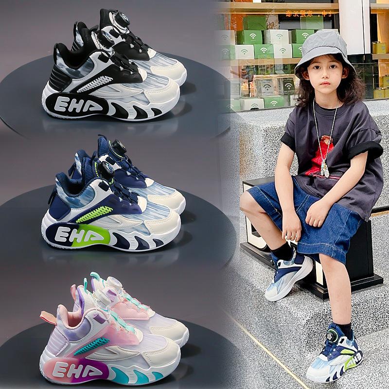 

Boys Sports Shoes Summer Children S Rotating Button Basketball Shoes Medium Older Children S Breathable Running Shoes Soft-Soled Mesh Shoes 26 розовый