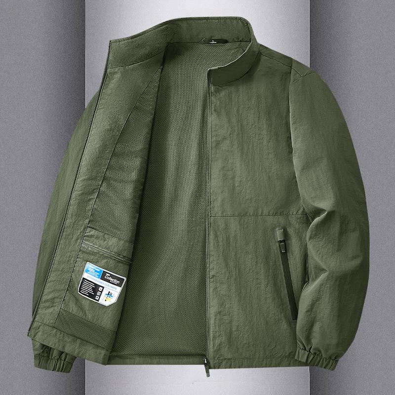 

Autumn Coat Men s Stand-up Collar Jacket Loose Casual Men s Outdoor Sports Jacket Tooling Windproof Clothes Men s M армия зеленый