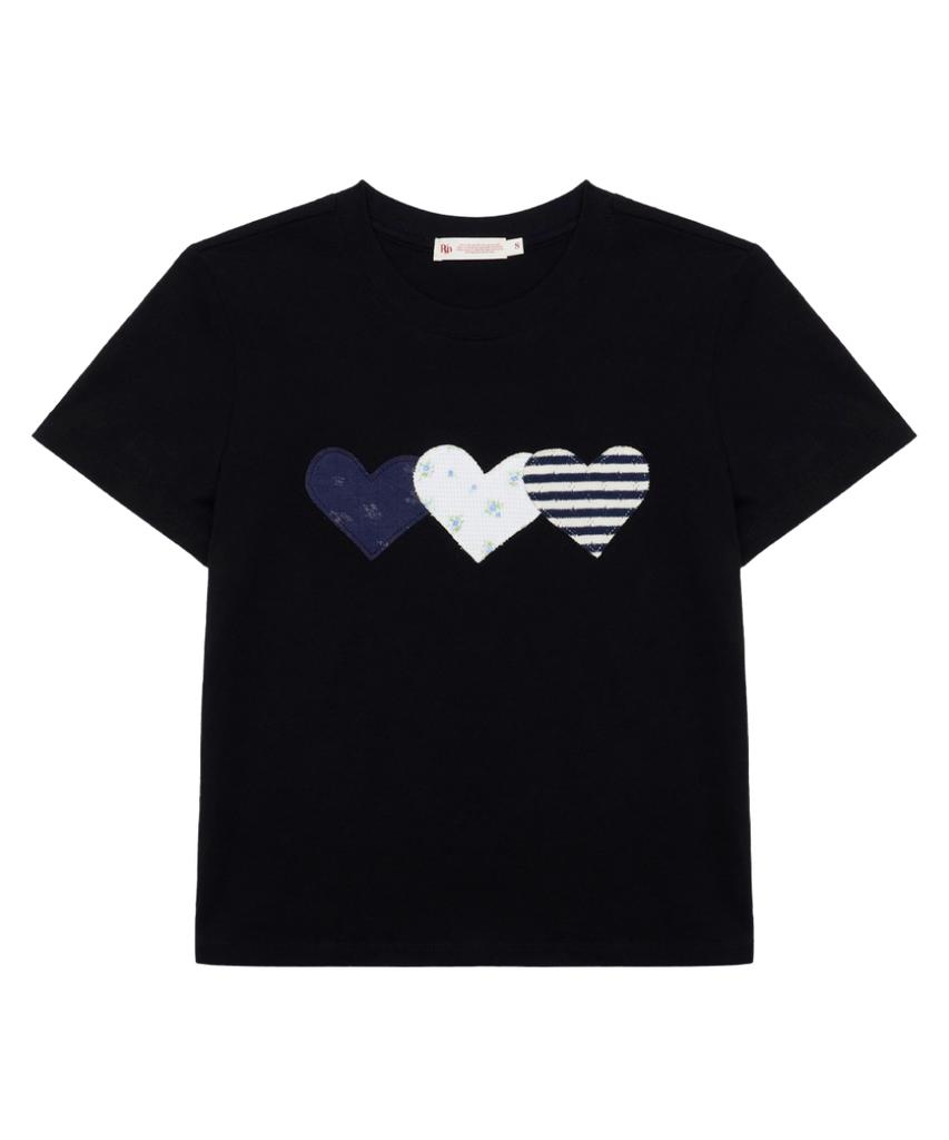 Loginaenloji Heart Patch Cotton T-Shirt Black (New)