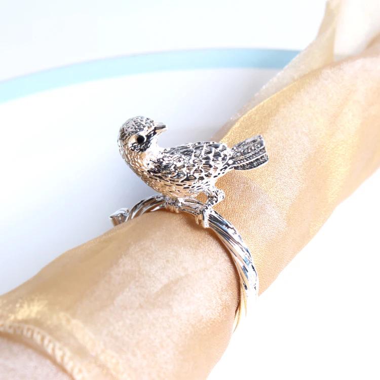 12pcs Plated Metal Golden Bird Model Room Napkin Buckle Hotel Napkin Ring Napkin Ring