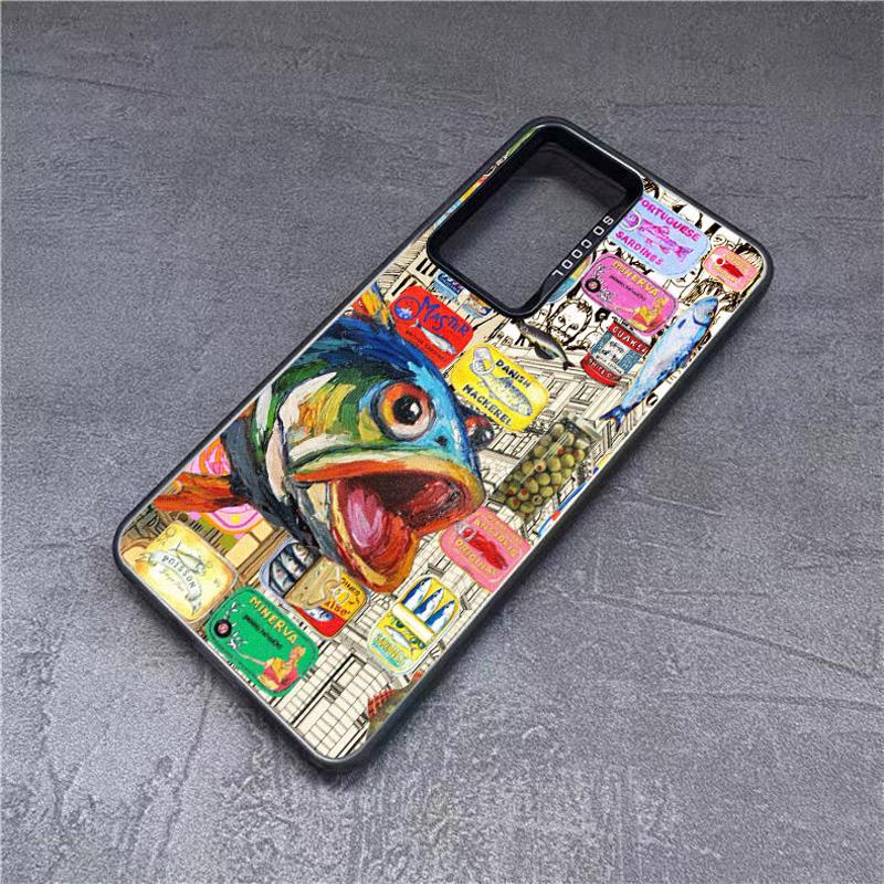 For Samsung Galaxy S25 S24 S23 S22 Ultra Plus S21 S23 S24 FE Laser Phone Case Colorful Sardine Lobster Fish Ocean Animal Covers