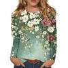 Women's Fashion Casual Round Neck Long Sleeve Printed T-Shirt Top