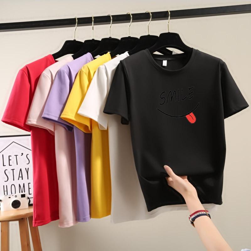 2025 Summer Casual loose student T Shirt Women's Y2k Tops Harajuku funny letter print Short Sleeve T-shirts for Women