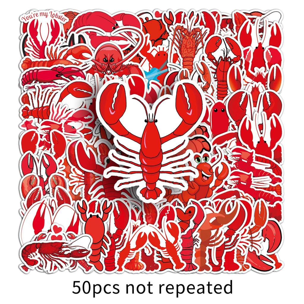 50 Lobster Doodle Personalized Cartoon Animal Children's Creative DIY Mobile Case Suitcase Stickers Waterproof