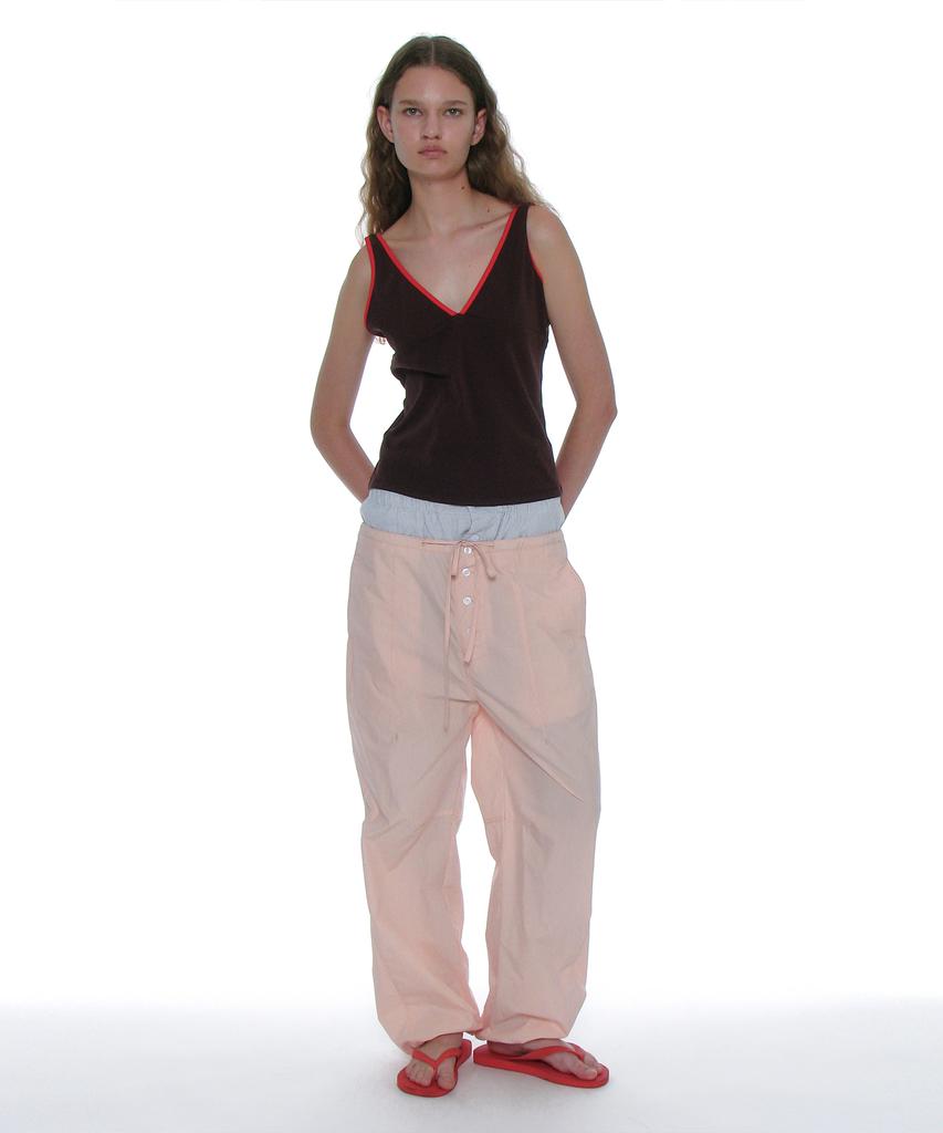 PARTIMENTO WOMEN Double Waist Parachute Pants_Pink