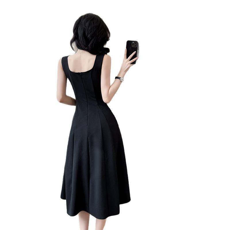 Hepburn Style Coffee Break French Black Sleeveless Vest Dress Children's Summer 2026 New Small Waist Dress