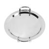 Stainless Steel Buffet Plate Bright Mirror Finish Serving Tray with Handle for Hotel Restaurant Banquet Circular