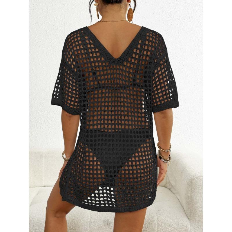 Bluză Rochie Bikini Tricotată de Vară Nouă pentru Femei cu Decolteu în V și Decupaj Deschis