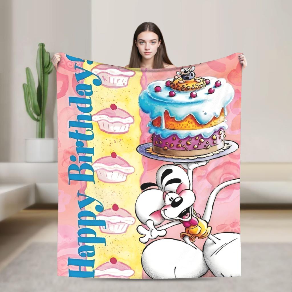 Funny Cartoon D-Diddls Knitted Blankets Coral Fleece Plush Diddl Warm Throw Blankets for Bedroom Sofa Bed Rug