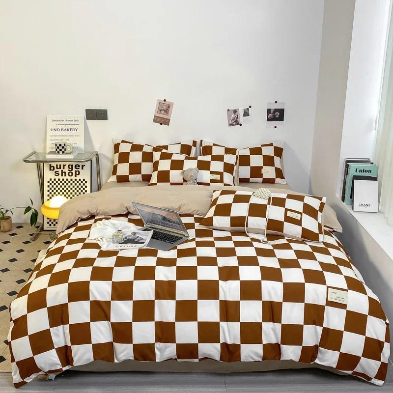 Black and White Plaid Duvet Cover Set Full Geometric Grid Bedding Set Soft Lattice Checkerd Comforter Cover with 2 Pillowcases