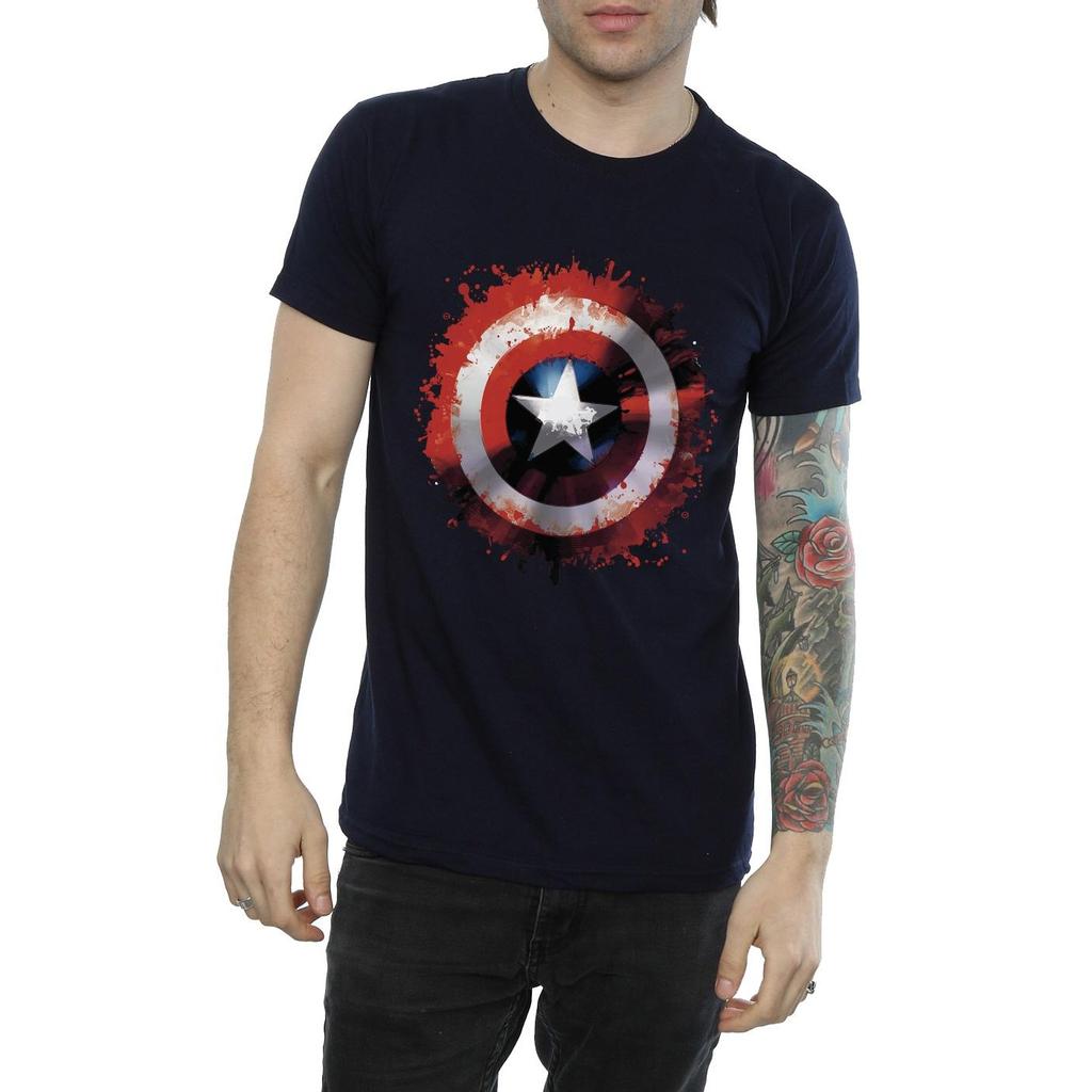 Marvel Mens Avengers Captain America Art Shield T-Shirt