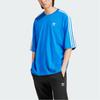 Adidas Originals Adicolor Minimalist Brand Logo Embroidered Striped Crew Neck Casual Short Sleeve T-Shirt Men Tops Blue IZ2481