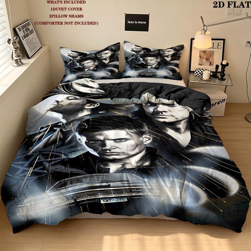 Supernatural Pattern Bedding Quilt Set Quilt Cover Pillowcase Home Birthday Gift(1 * Duvet Cover + 2 * Pillowcase, Without Core)