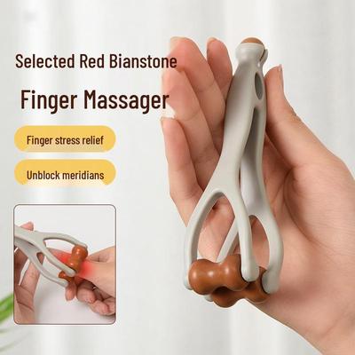 Massaggiatore a pinza per dita in giada Bianstone: Rullo Multiuso per Articolazioni delle Mani per Terapia dei Punti di Agopuntura e dei Meridiani
