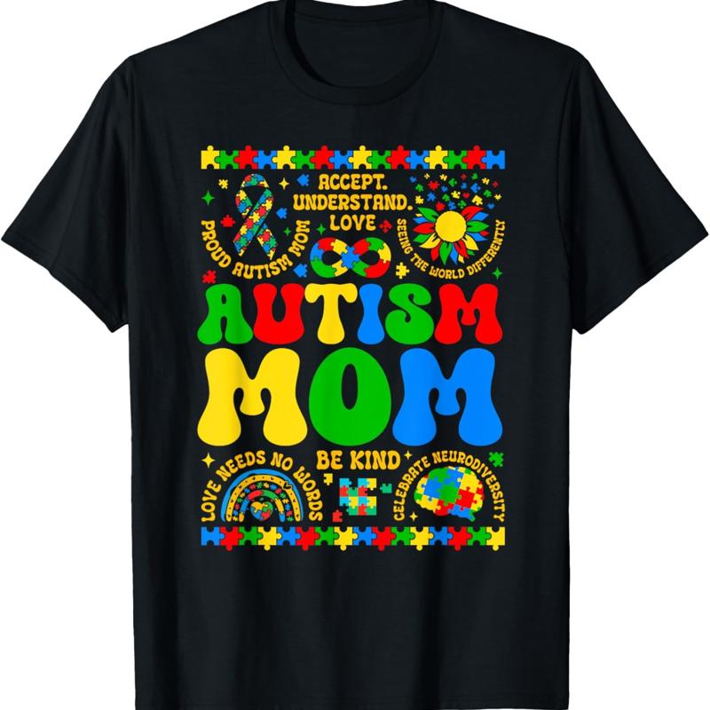 Autism Mom Mama Support Awareness Neurodiversity T Shirt - Men s Summer Cotton Graphic Tee S разноцветный