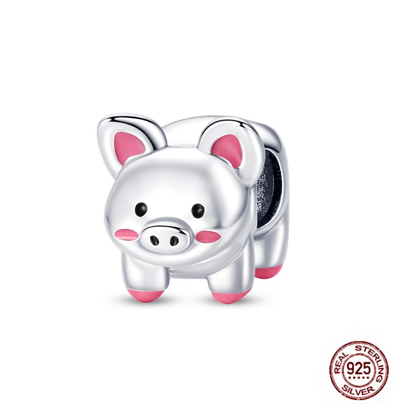 Fit Original Pendant Animal Charmscopper Pink Heart Pet Cat Dog Blue Owl Squirrel Beads Bracelet Women Diy Birthday Jewelry