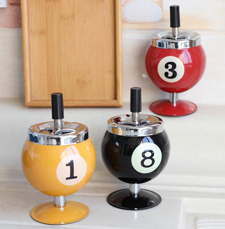 Creative Billiard Ashtray with Lid - Anti-Fly Ash Office Decor