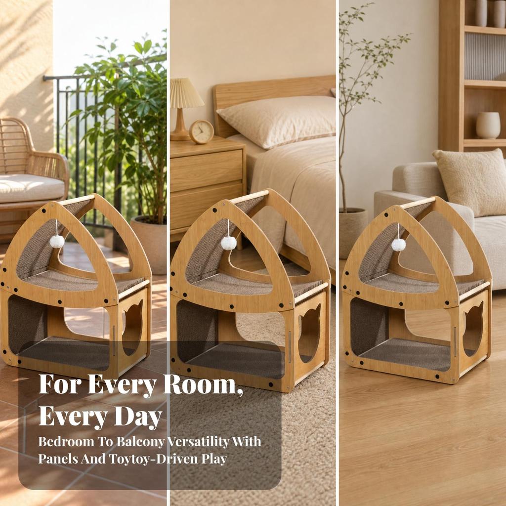 Cat Scratcher House Snug Pet Furniture Comfortable for Living Room, Indoor Cats