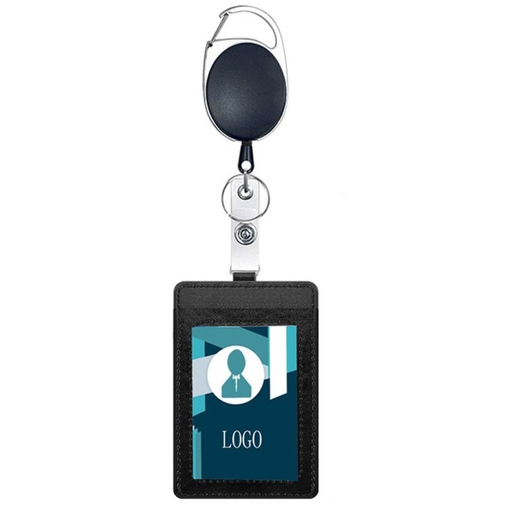 Lanyard Retractable Key Chain Card Case Black ID Card Holder Gift Name Card Badge Female