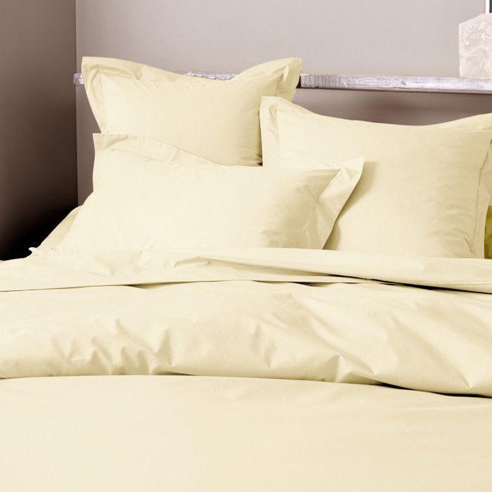 Housse de couette percale de coton peigné "Julian" toutes dimensions Coton Pur - Julian Ivoire - Housse de couette 140 x 200 cm