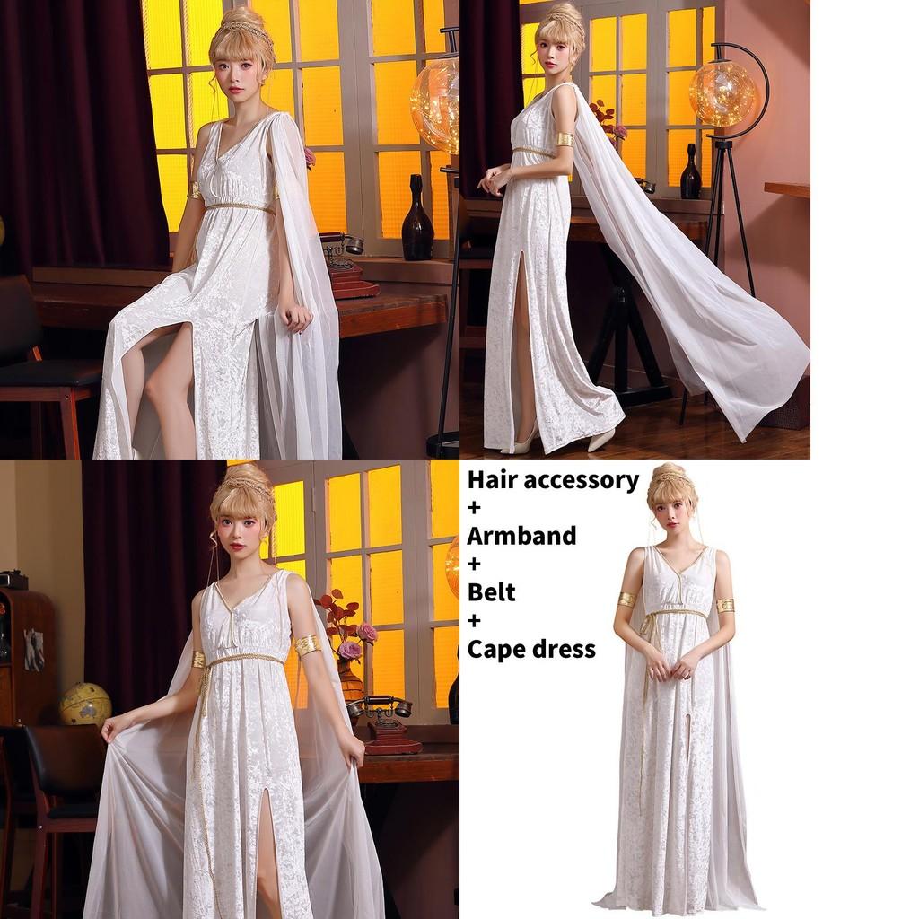 European Fantasy Costume For Women With Deep V Neck And Slit Skirt For Halloween Parties
