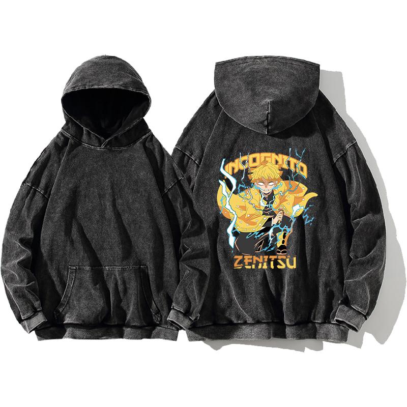

Горячее Аниме Клинок Рассекающий Демонов Агацума Зеницу Принтованные Толстовки с Капюшоном для Мужчин Женщин Манга Повседневная Свободная Уличная Одежда Харадзюку Мужская Толстовка M