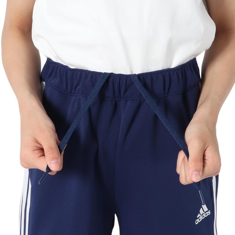 Adidas Jersey Regular Color Block Double Length Track Dark Kids' Must-Have Bottoms, Fit, Knit, 9/10 Pants, KWY24, Blue/White (JH1097)