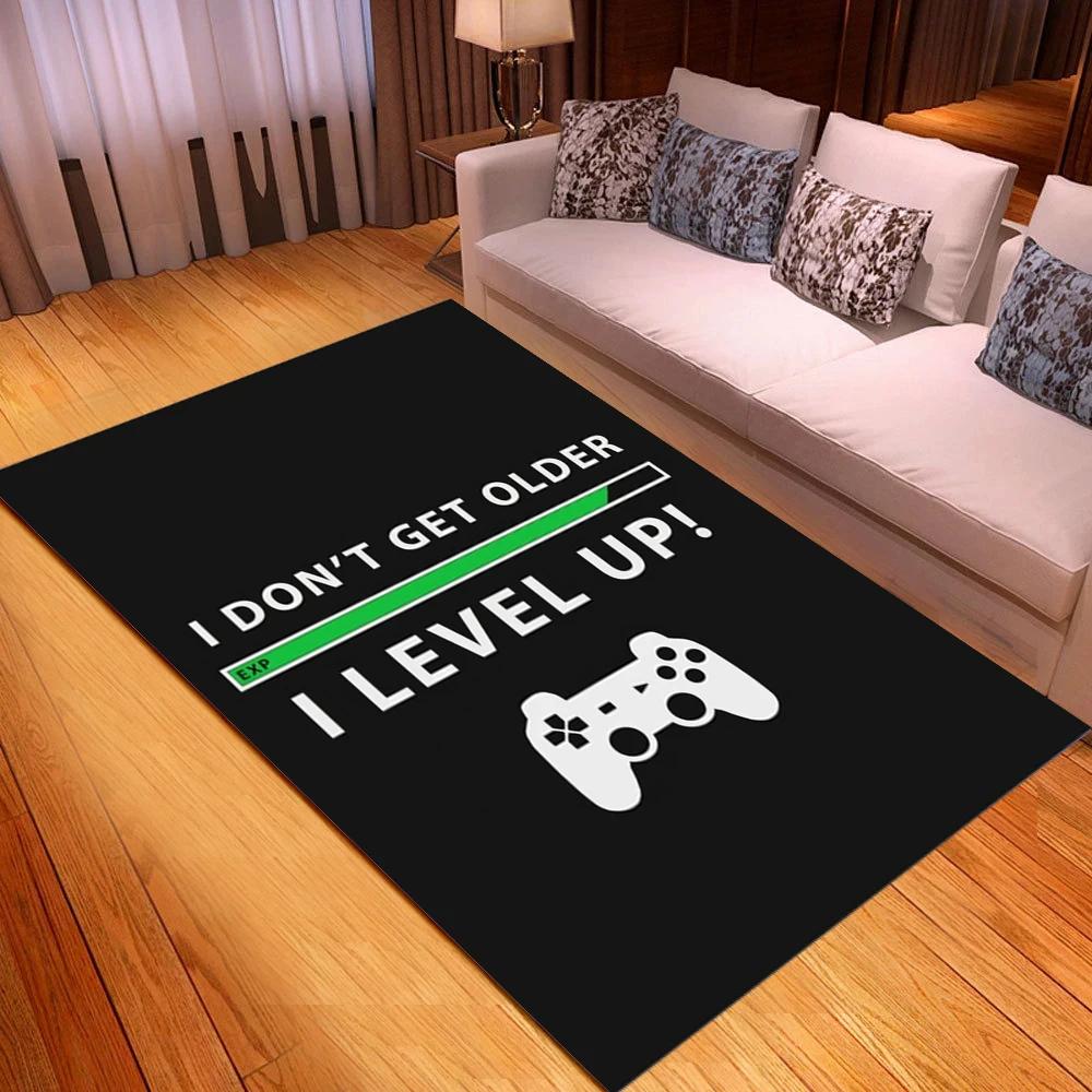 Game Rug for Gamers Boys Teens Kawaii Bedroom Living Room Decor Game Controller Gamepad Carpet Polyester Floor Mat Furry Doormat
