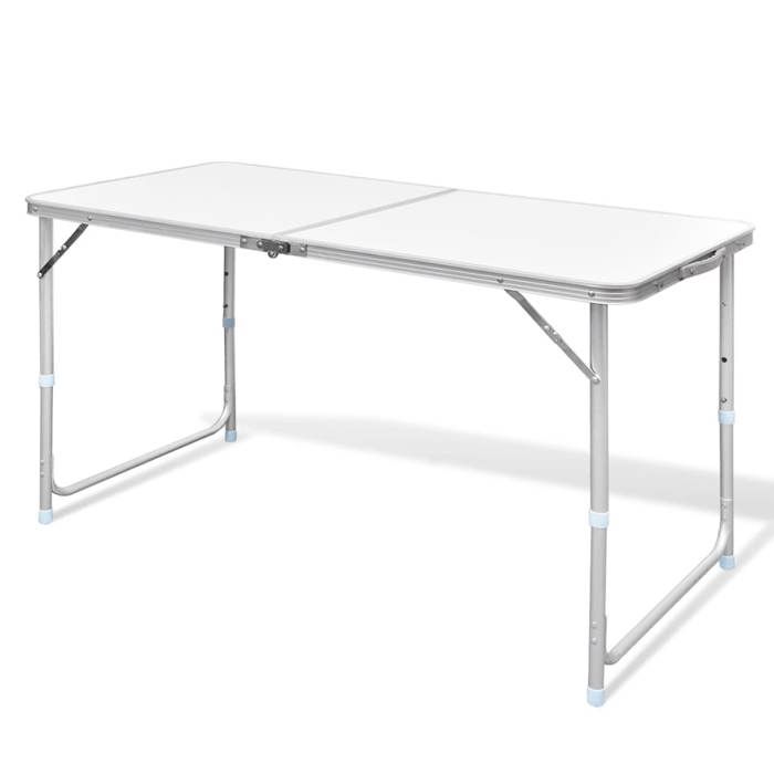 VidaXL Table pliable de camping Hauteur réglable Aluminium 120x60 cm