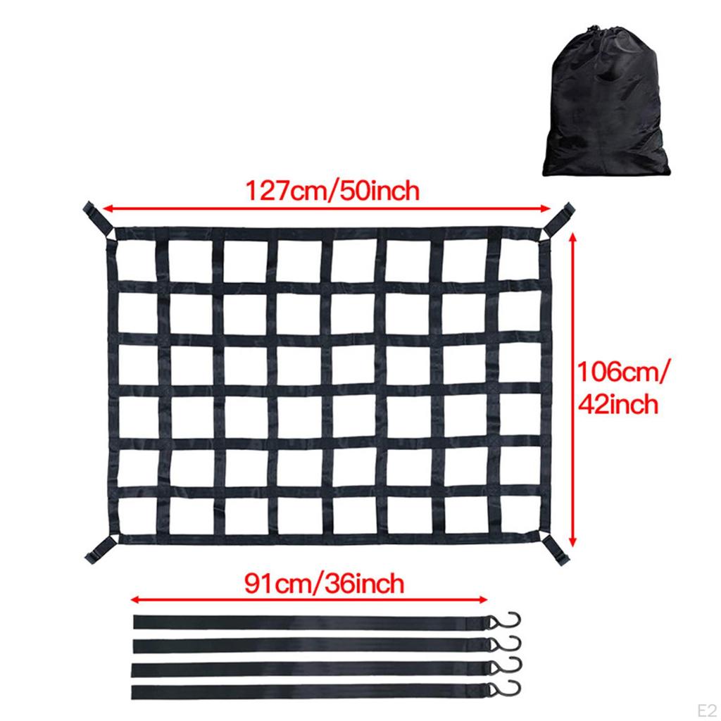 Cargo Net for Pickup Truck Bed Mesh Organizer 4 Hook Ropes Compatible Buckles Black