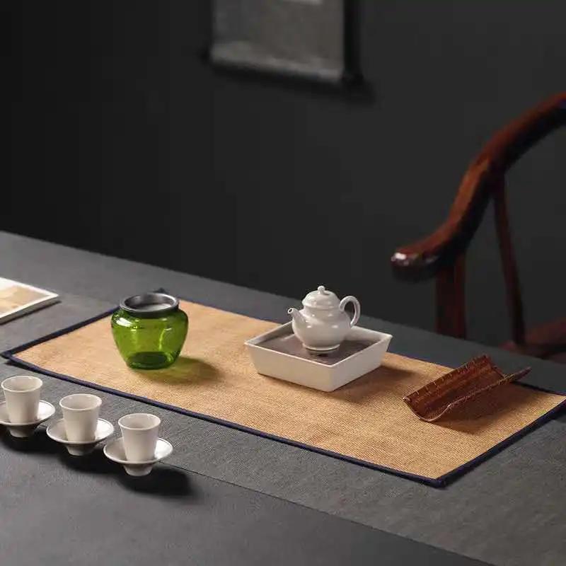 Straw Woven Japanese Tea-Seat Hand-Woven Tea Table Flag Zen Tea Waterproof Tea Set Cloth Mat Tea Ceremony Utensils Tea Napkin
