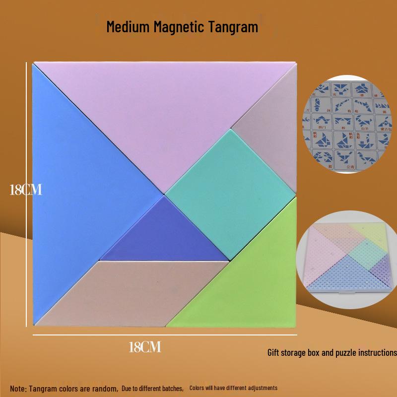 Magnetic Tangram 28cm Extra-Large Geometric Puzzle - Shape Recognition & Math Teaching Tool