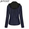 BITCED Hooded Leather Jacket Two-Piece Set with Detachable Lining Plus Size Leather Jacket for Women Spring/Autumn Outerwear