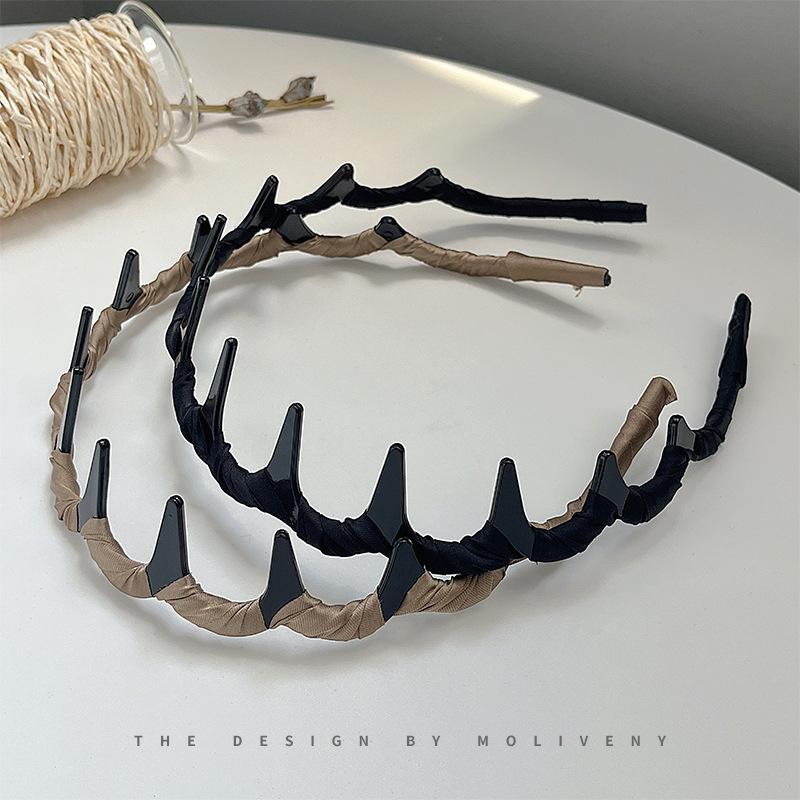 Temperamental Cloth Wave Headband Headdress Female Face Wash with Tooth Hairpin High Skull Top Non-slip Broken Hair Pressing Headband Hair Accessories