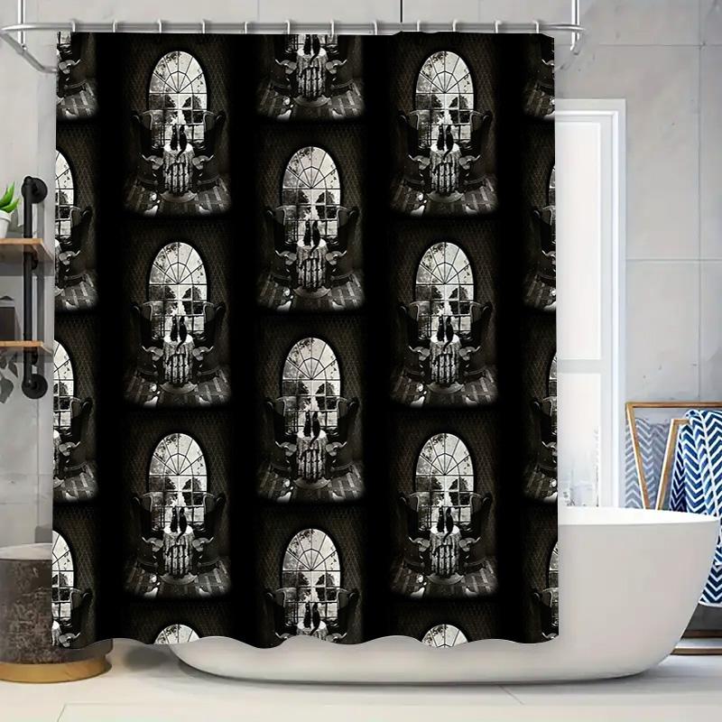 

Gothic Horror Shower Curtain Skull Spooky Halloween Decor Bathroom Set Dark Art Home Textile Vintage Tapestry Wall Hanging W60H190(CM)-1 Pcs