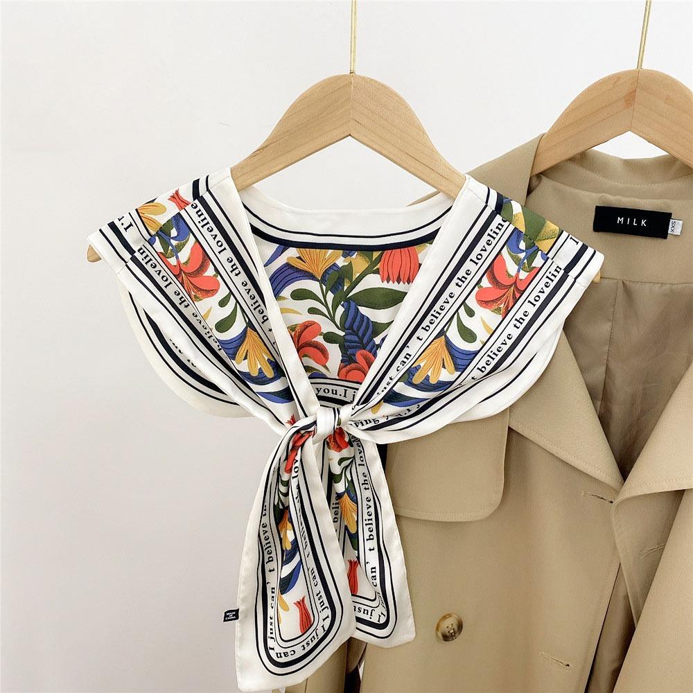 Cloak Oil Painting Shawl with Tie Multicolor Breathable Sle Silk Scarf Short Fake Collar Decorative Air Conditioned Room