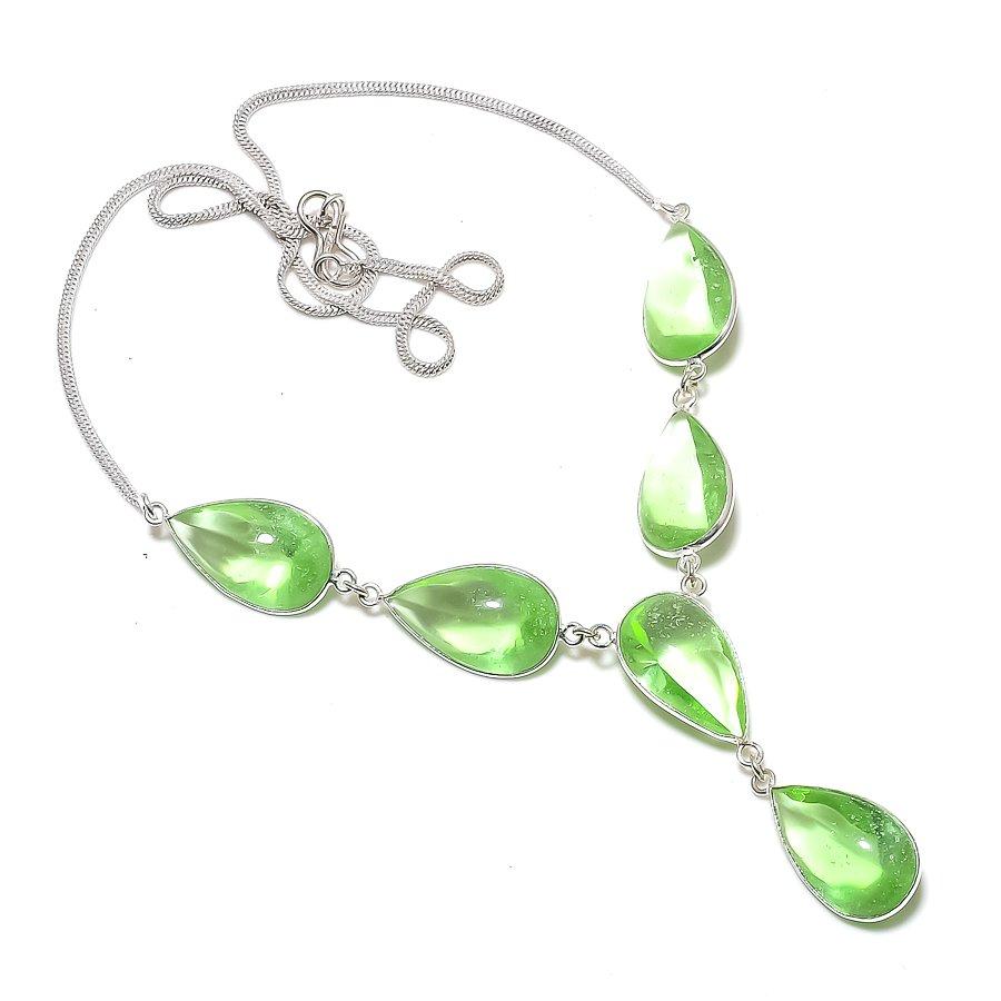 Natural Tsavorite Gemstone 925 Sterling Silver Jewelry Necklace 18 ASN-6096