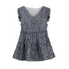 Women's Summer Floral Ruffle Sleeve Casual Printed V Neck Tiered Shirt Tank Tops