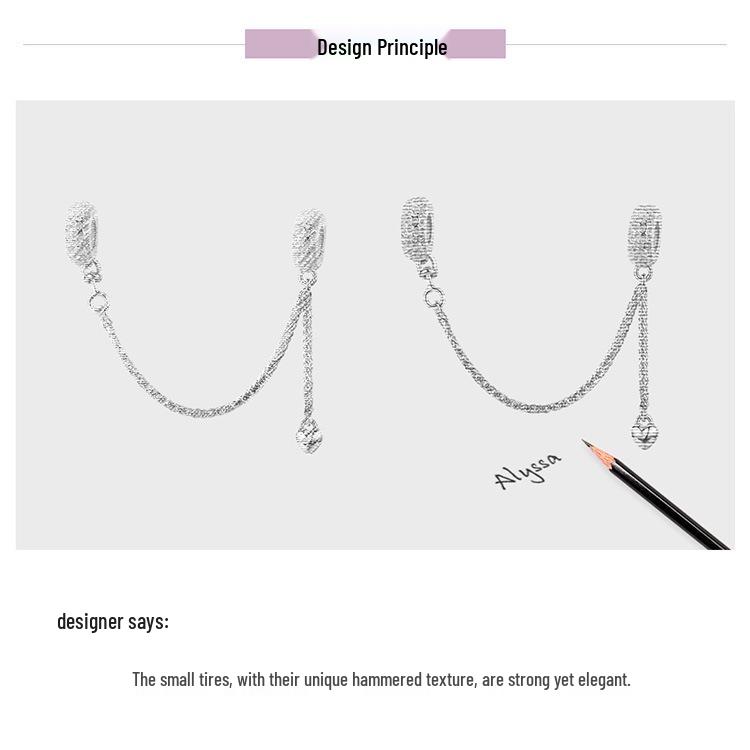 S925 Silver Ziyun Beaded Bracelet with Silicone Accessories and Tire Safety Chain