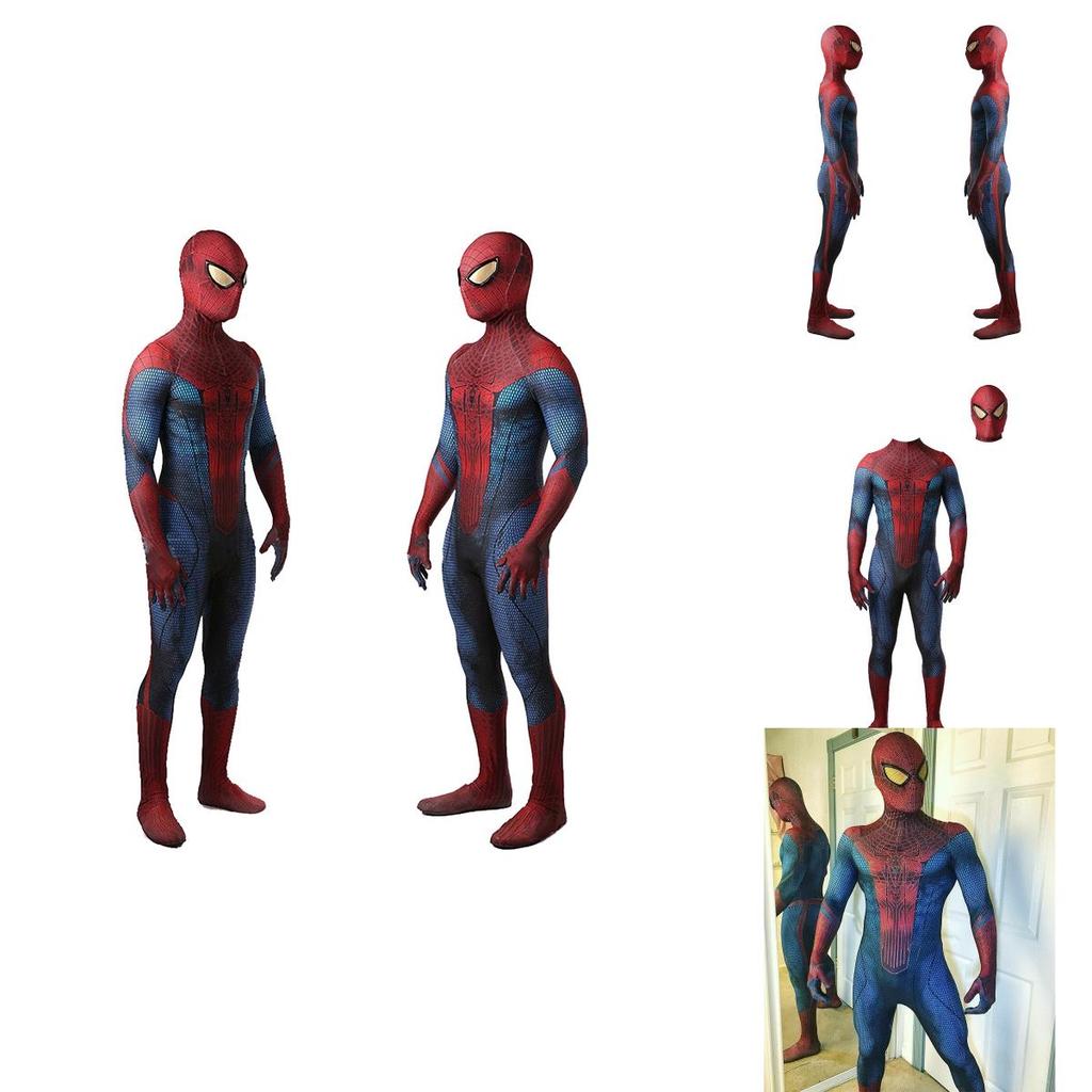 The Amazing Spider-man Suit Blue&red Spandex Bodysuit For Kids And Adults
