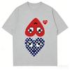 2026 Summer New Play Trendy Brand Men's and Women's Casual Heart Printing Round Neck Couple Outfit Top Short Sleeves T-shirt