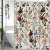 Spring Flower Butterfly Shower Curtain, Bathroom Decorative Shower Curtain, Waterproof Shower Curtain with Hooks