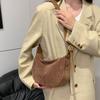 Zipper Solid Flannelette Single Women's Shoulder Bag Simple Retro Commuting Crossbody Bags 2026 New Style Suede Dumpling Bag