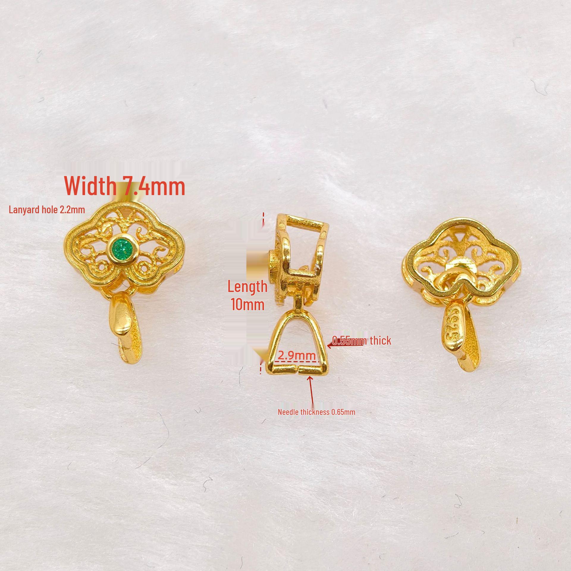 S925 Sterling Silver Buddha Head Flower Pattern Jade Necklace Clasp