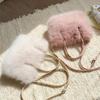Women Faux Fur Handbag Fluffy Clutch Purse Solid Color Satchel Purse Adjustable Strap Mini Tote Bag for Travel Party