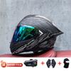 Full Face Motorcycle Helmet With External Bluetooth Module Men Women Large Rear Wing Sport Style DOT Approved
