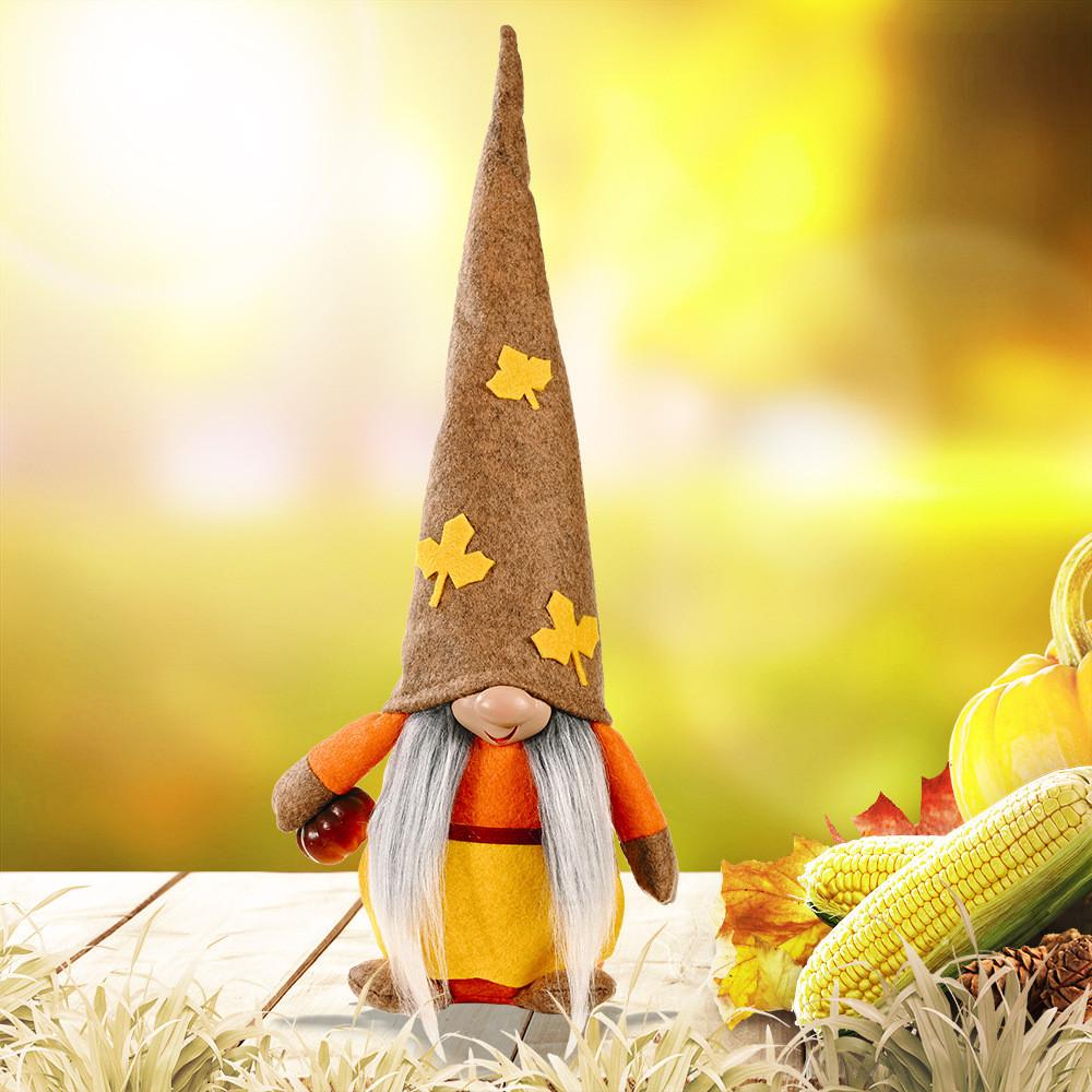 

Charming Pumpkin Maple Leaf Hat No Face Doll For Seasonal Home Party Decorations Harvest Maple Hat Female