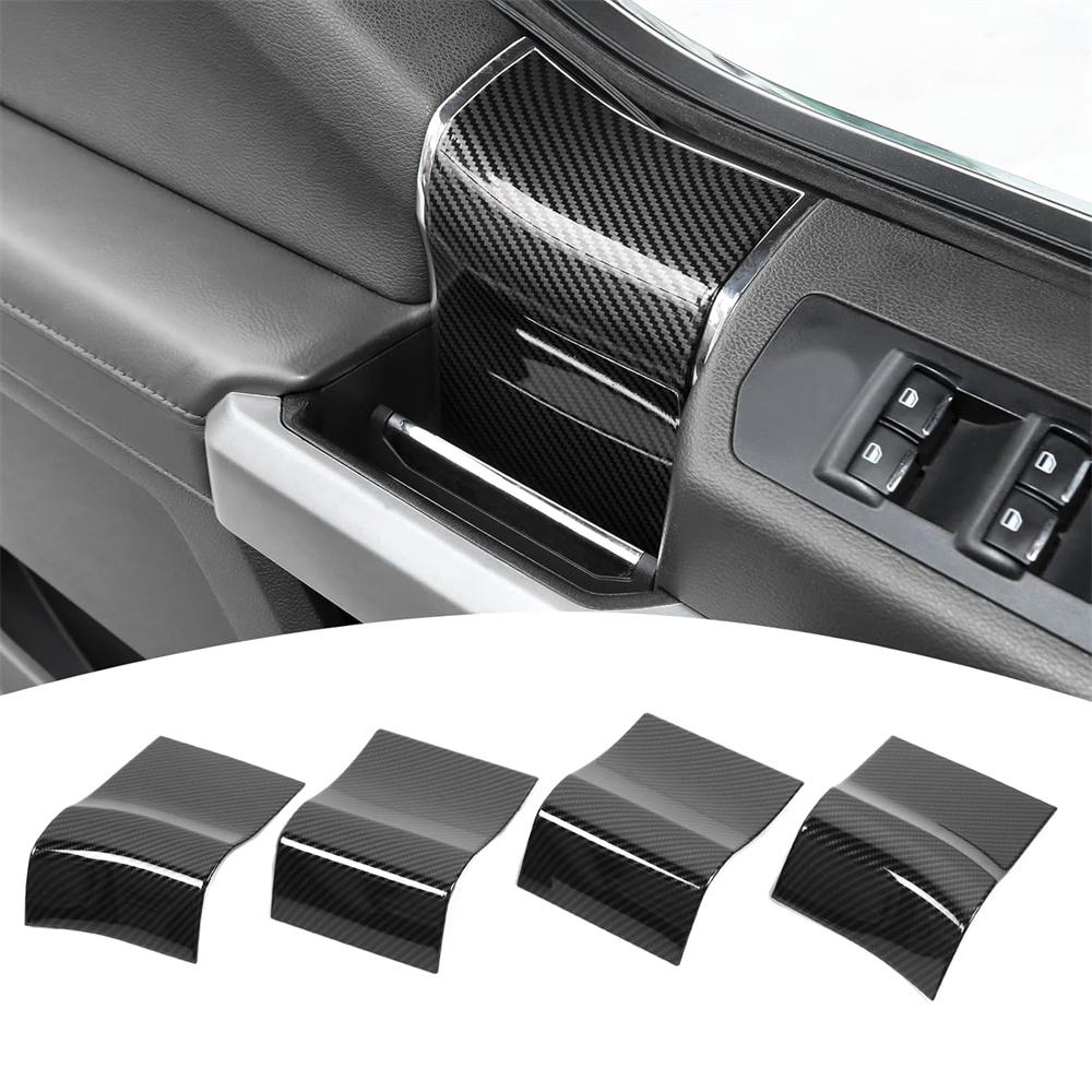 

4X Carbon Fiber Look Inner Door Handle Panel Trim Decor Cover For Ford F150 2015-2020